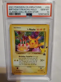 2021 Pokemon Birthday Pikachu-Holo PSA 10 Gem Mint Celebrations Black Star Promo - Image 2