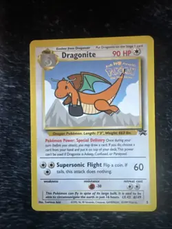 1999 Pokemon TCG Dragonite #5 WOTC Black Star 1st Movie Promo, Stamped - Image 2