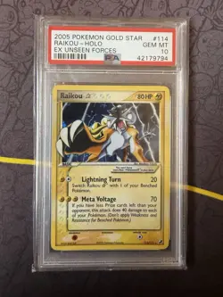 PSA 10 Raikou GOLD STAR EX Unseen Forces #114 Holo 2005 Pokemon Vintage Grail! - Image 2