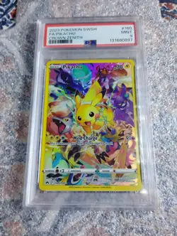 2023 Pokemon SWSH Full Art FA Pikachu Crown Zenith 160/159 PSA 9 MINT - Image 1