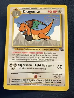 1999 Pokemon Dragonite 5 Movie Wizards Black Star Promo Vintage WOTC - Image 1
