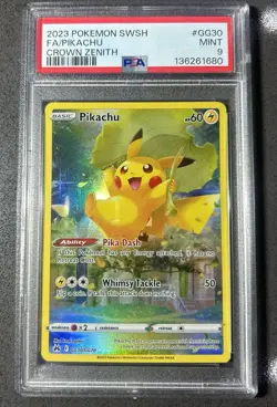Pokemon TCG Pikachu GG30/GG70 Crown Zenith Full Art Ultra Rare Holo PSA 9 2023 - Image 1