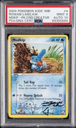 2004 POKEMON KIDS' WB! POKE CARD CREATOR #4 MUDKIP PSA 9 AUTO 10 - Image 1