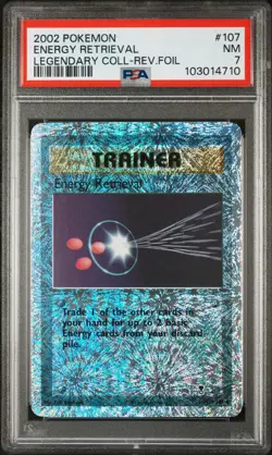 2002 POKEMON LEGENDARY COLLECTION #107 ENERGY RETRIEVAL-REVERSE FOIL PSA 7 - Image 1