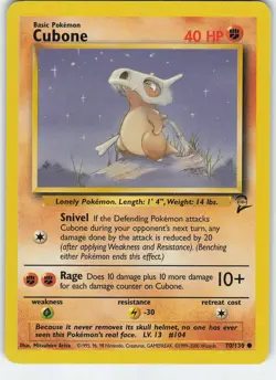 Cubone 070/130 Common Normal Base Set 2 LP Pokemon - Image 1