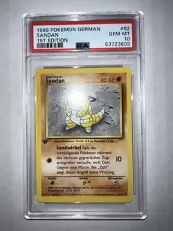 Pokemon 1999 Base set German 1st edition Sandan Sandshrew *GEM MINT PSA 10* - Image 1