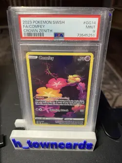 2023 POKEMON SWSH CROWN ZENITH #GG14/GG70 COMFEY FULL ART GALARIAN GALLERY PSA 9 - Image 1