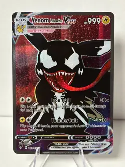 Pokemon CUSTOM Fan Art Venom Pikachu Vcos Full Art Holo - Image 1