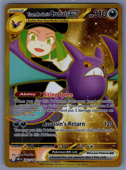 Team Rocket's Crobat ex 242/182 Gold Destined Rivals Hyper Rare Pokemon NM - Image 1