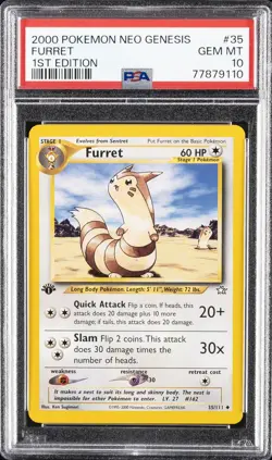 2000 POKEMON NEO GENESIS 1ST ED #35 FURRET PSA 10 - Image 1