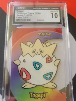 CGC Gem 10 Togepi Topps 2000 Series 3 Clear Pokemon Card 1st Print Blue Logo - Image 1