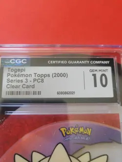 CGC Gem 10 Togepi Topps 2000 Series 3 Clear Pokemon Card 1st Print Blue Logo - Image 2