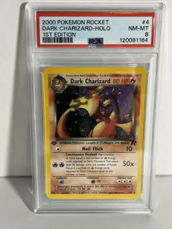 PSA 8 Team Rocket Dark Charizard 4/82 Holo Rare 1st Edition SWIRL Pokemon - Image 1