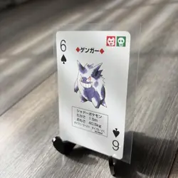 1996 Pokemon Gengar Charizard Blue Deck Poker Playing Card 6 Of Spades #094A USA - Image 2