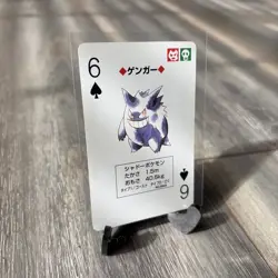 1996 Pokemon Gengar Charizard Blue Deck Poker Playing Card 6 Of Spades #094A USA - Image 3