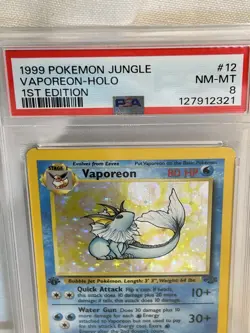1999 Pokemon Jungle Vaporeon Holo 1st Edition PSA 8 - Image 2