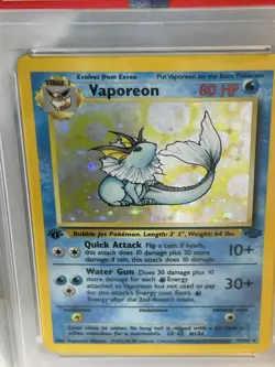 1999 Pokemon Jungle Vaporeon Holo 1st Edition PSA 8 - Image 3