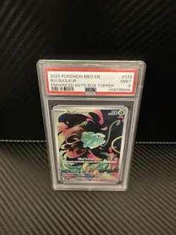 Bulbasaur 133/132 Me01: Mega Evolution Holo PSA 9 Mint Pokemon Card - Image 1