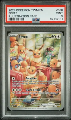 2024 POKEMON TWM EN-TWILIGHT MASQUERADE ILLUSTRATION RARE #188 EEVEE PSA 9 - Image 1