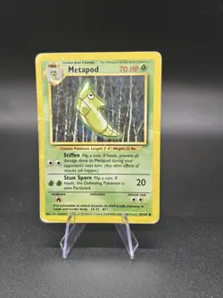 Metapod 54/102 Common Base Set (Shadowless) Pokemon TCG Card 1999-2000! HP - Image 1