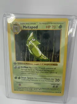 1st Edition Shadowless HP Error Grey Stamp Metapod Base Set Pokemon - Image 1