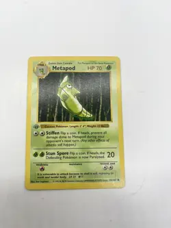 1st Edition Shadowless HP Error Grey Stamp Metapod Base Set Pokemon - Image 2