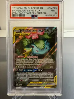 Pokemon TCG PSA 9 MINT Venusaur & Snivy GX SM229 Promo English - Image 1