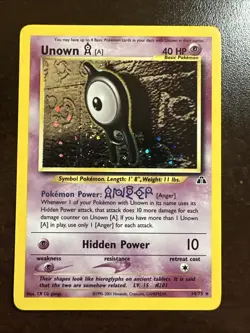 Unown 14/75 Holo Rare Pokemon TCG Neo Discovery WOTC SWIRL VLP - Image 1