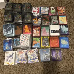 POKEMON ETB CARD SLEEVES X 74 NEW SEALED MIXED - Image 1