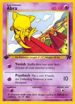 Abra 49/82 Common Team Rocket 1st Edition Non Holo Pokemon Card - Image 1