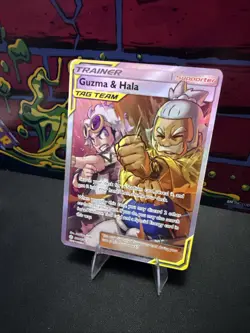Pokemon Guzma Hala Cosmic Eclipse TCG Full Art Holo Card 229/236 Ultra Rare - Image 3