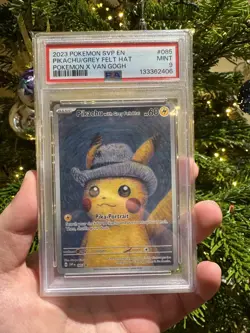 Pokemon Card PSA 9 Pikachu with Grey Felt Hat SVP 085 Van Gogh Promo Museum 2023 - Image 1