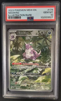 PSA 10 GEM MINT Nidoking 174/165 Illustration Rare MEW 151 Pokemon Graded Card - Image 1