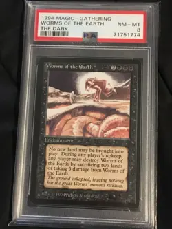 PSA 8 NM-MT - WORMS OF THE EARTH - THE DARK 1994 - MAGIC THE GATHERING MTG - Image 1