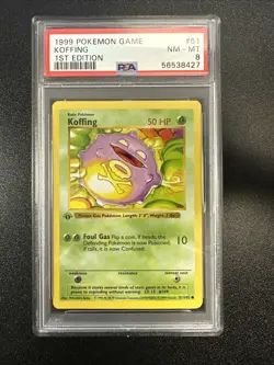 Pokemon TCG Koffing 051/102 Base Set (Shadowless) Regular 1st edition PSA 8 JL - Image 1