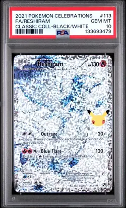 PSA 10 Reshiram #113/114 Pokemon Celebrations Classic Collection Black White - Image 1