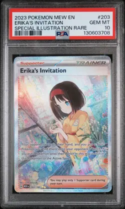 2023 POKEMON MEW EN-151 SPECIAL ILLUSTRATION RARE #203 ERIKA'S INVITATION PSA 10 - Image 1