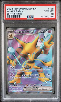 2023 POKEMON MEW EN-151 ULTRA RARE #188 ALAKAZAM EX PSA 10 - Image 1