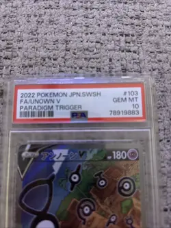 2022 POKEMON JPN SWORD & SHIELD PARADIGM TRIGGER #103 FULL ART/UNOWN V PSA 10 - Image 2