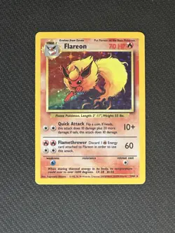 Pokemon TCG Flareon Jungle 3/64 Unlimited Holo Rare *No Symbol Error LP - Image 1
