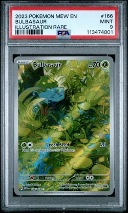 Pokemon PSA 9 Mint Bulbasaur 166/165 Scarlet & Violet 151 Illustration Rare - Image 1