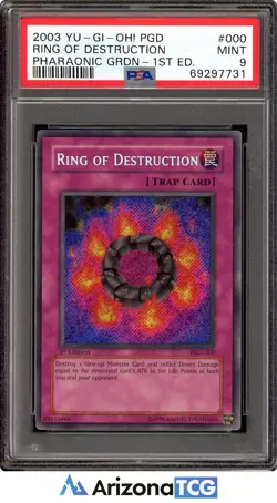 Yu-Gi-Oh! 2003 Ring of Destruction PGD-000 1st Ed. SCR Pharaonic Guardian PSA 9 - Image 1