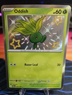 Pokemon TCG Oddish Paldean Fates Holo Shiny Rare Card 092/091 - Image 1