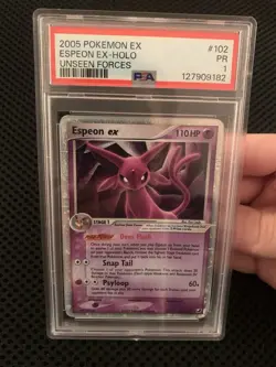 Pokemon Card- Espeon ex 102/115 English Unseen Forces Holo-PSA 1 - Image 3