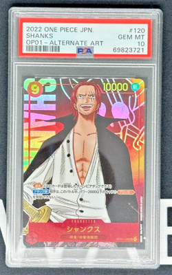 PSA 10 2022 One Piece Card Game Japanese Shanks Alt Art OP01 120 Romance Dawn - Image 1