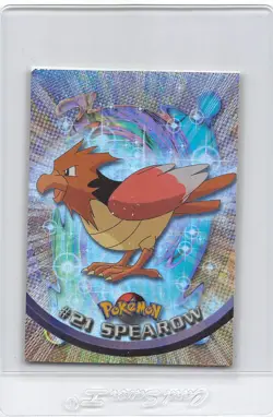 Spearow #21 - BLACK LOGO - RAINBOW HOLO - Series 1 - TOPPS POKEMON CARD - MP/LP - Image 1
