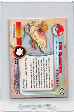 Spearow #21 - BLACK LOGO - RAINBOW HOLO - Series 1 - TOPPS POKEMON CARD - MP/LP - Image 2