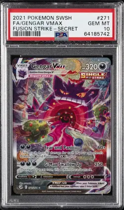 2021 POKEMON SWORD & SHIELD FUSION STRIKE SECRET FULL ART/GENGAR VMAX PSA 10 - Image 1