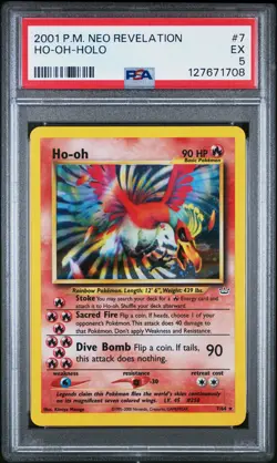 2001 Neo Revelation Ho-Oh Pokemon Holo #7 PSA 5 - Image 1