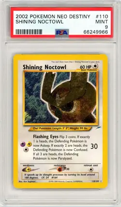 Pokemon Shining Noctowl #110 Neo Destiny Unlimited Holo PSA 9 Mint - Image 1